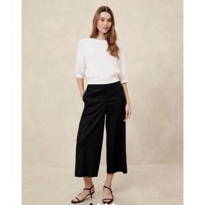 New Banana Republic Pants XXL Linen Blend Wide Leg Cropped Flowy Black Vacation